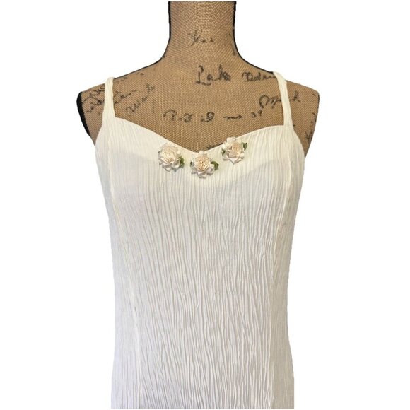 VINTAGE Bodycon Slip Dress Stretchy Flowers Coquette Cottagecore Y2k Boho 16W - Picture 6 of 9